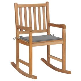 Rocking Chair with Gray Cushion Solid Teak Wood (SKU: 3062758)
