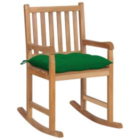 Rocking Chair with Green Cushion Solid Teak Wood (SKU: 3062777)